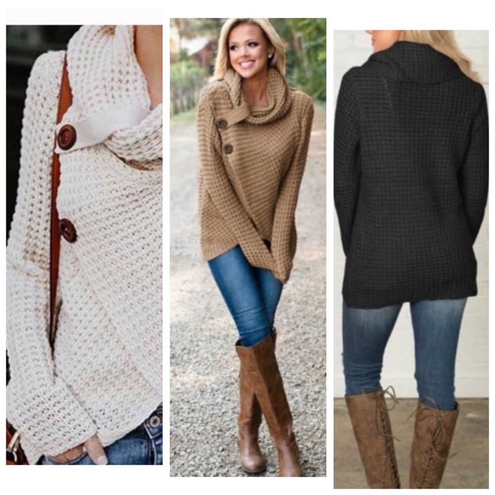 COPY - Turtleneck Asymmetrical Wrap Sweater